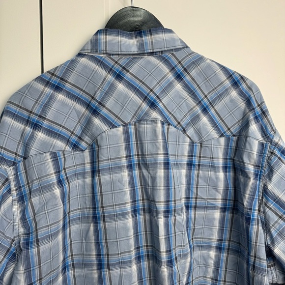 Wrangler Men’s Blue Plaid Pearl Snap Long Sleeve Western Wrancher Shirt 2XL - Picture 2 of 8